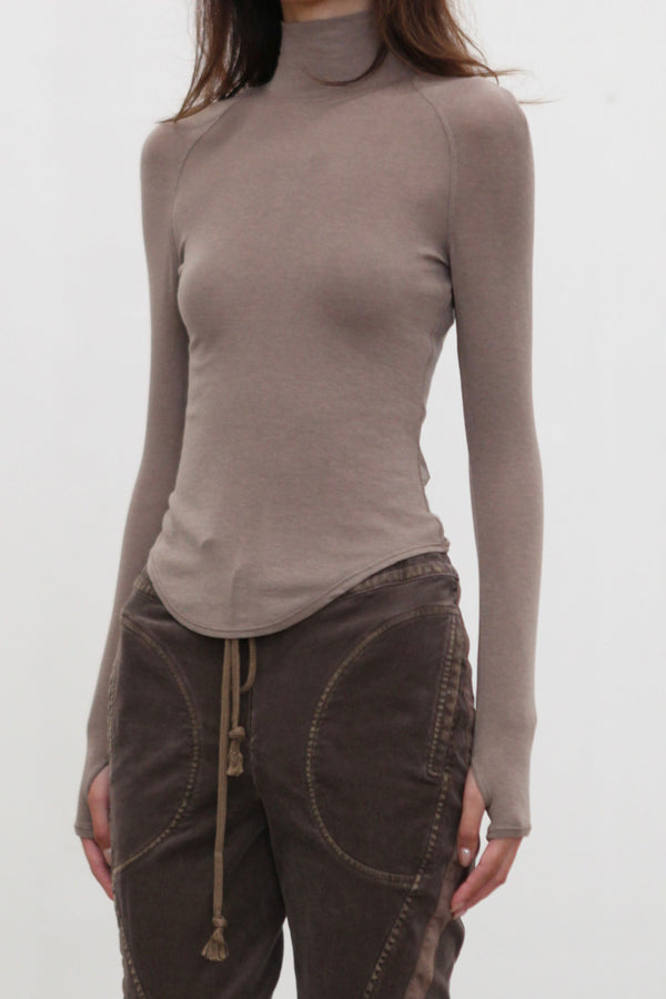 OUDE WAAG 25 Autumn/Winter Raglan Sleeve Ribbed Top OW-OW-25AW-TP07-KWH Mineral Gray